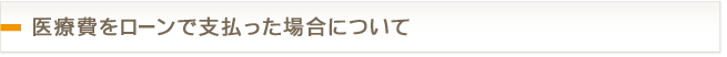 医療費をローンで支払った場合について